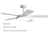 42 Inch White Ceiling Fan with 22W LED Light and Remote Control MDF Blades Reversible DC Motor W934P293298