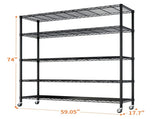 Heavy Duty Shelves 59.06" W Wire Shelving Unit with Wheels 3125LBS NSF Metal Shelves for 91765817