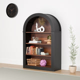 Bookcase, 4-Shelf Tall Bookshelf, 45.66" Wood Open Display Floor Arched Bookcase, Large Storage W3123P333708