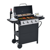 Propane Gas Grill 4 Burner Barbecue Grill, Stainless Steel 34,000 BTU Patio Garden Barbecue Grill W1650137967