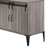 ZUN Grey Oak Writing Desk with Sliding Barn Door B062P209219