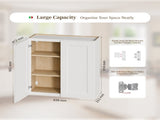 33 Inch White Shaker Double Door Wall Cabinet Solid Wood with 2 adjustable shelves Ready to Assemble T2950P490383