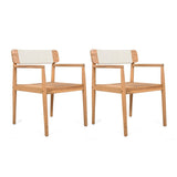CREATIVE BRAIDED ACACIA WOOD OUTDOOR TABLE AND CHAIRS WITH ARMRESTS, SUITABLE FOR OUTDOOR N770P269704W