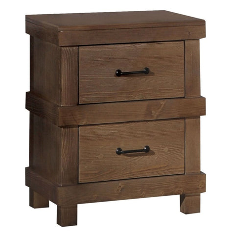 ZUN Antique Oak 2-drawer Nightstand B062P186506