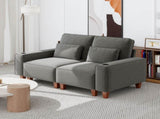 Dark Gray Chenille Deep Seat 2-Seater Sofa with Brushed Stainless Steel Cup Holders and 2 Decorative 87431634