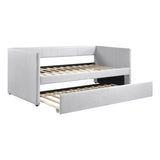1pc Daybed with Trundle Gray Fabric Upholstery Wooden Frame Modern Home Furniture B011P256690