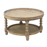 D29.7" x 16.5"Round 2-Tiered Side Tabel, Natural End Tabel for Lving Room Bedroom Entryway, Brown W2078P155914