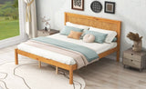 Platform Bed Frame with Headboard, Wood Slat Support, No Box Spring Needed, Queen, Oak WF212813AAN