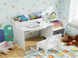 Kids Table and Chair Set with Storage Drawers House-Shaped Study Desk for Playroom Bedroom- White 77469189