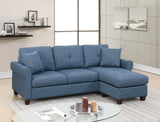 Blue Color Glossy Polyfiber Tufted Cushion Couch Sectional Sofa Chaise Living Room Furniture B01149070