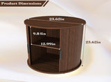 Mid Century Modern Cylinder End Table with Built-in Charging Station & Sliding Door, 2-Tier Storage 06416937
