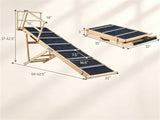 6-Level Adjustable Foldable Pet Ramp , Solid Pine Wood Non-Slip Dog Stairs with Side Rails, 145 lbs 97038637