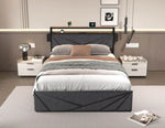 ZUN LED Queen Bed Frame, Storage Headboard with Charging Station, Solid and Stable, Noise Free, No Box W2129P262891