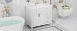 36" Bathroom Vanity with Sink, White Vanity Cabinet with Flip-Out Drawer, 3 Drawers, 2 Soft-Close N725P283623K