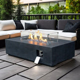 52 Inch Outdoor Concrete Propane gas rectangle Fire Pit table in Dark Gray color W2620P182374