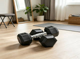 2 X 15lbs Hex Dumbbell Set for Home Gym Workout Rubber Weights with Non-Slip Handles Anti-Roll 92492418