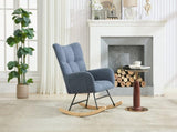 Teddy Fabric Wingback Glider Rocker with Side Storage Pocket, Soft Comfy Nursing Rocking Chair, 63017357