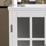 30" Modern Bathroom Vanity with Ceramic Sink, Bathroom Vanity Cabinet with Tempered Blurred Glass N817P279904W