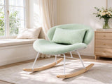 25.59"W x 33.66"D x 29.53"H Indoor Teddy Fabric Rocking Chair, Soft Fluffy Lounge Rocker with White 02558907