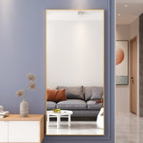 ZUN Tempered mirror 71" x 32" Tall Full Length Mirror with Stand, Gold Wall Mounting Full Body Mirror, W1806P180030