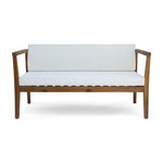 ZUN Outdoor 4-Seater Acacia Wood Chat Set with Coffee Table with Cushions, Teak and Beige 63347.00BGE