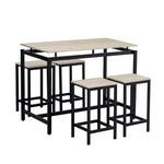 ZUN TREXM 5-Piece Compact Bar Table Set with Table and Stools - Modern Industrial Design, Space-Saving N715P173160A