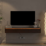 Floating TV Stand, Wall Mounted TV Shelf with Led Lights & Power Outlet,High Gloss TV Cabinet for W1321P272342