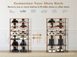 7-Tier Double-Row Shoe Rack with Adjustable Shelves, Anti-Tipping Narrow Storage Rack for Entryway 00173221