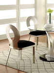 ZUN Contemporary Silver Metal Frame 2pc Dining Chairs Black Microfiber Seat Dining Room Oval Back Satin B011P232975