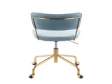 Contemporary Task Chair in Gold Metal and Light Blue Velvet B202P223925