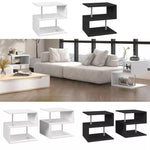 ZUN Coffee Tables for Living Room Modern Black Coffee Table with S-Shaped 3 Tiers Open Storage Shelf 35647212