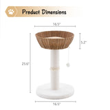 Handwoven Cat Tree Tower - Natural Material Cat Condo with Nest Basket Bed, Cotton Scratching Post, 21946078