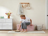 30" Foldable Storage Ottoman Bench Linen Footrest Stool with Foam Padded Seat, Pink 20441318