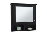 Medicine Cabinet 29" H, with 5 Shelves, 1 Door, and 1 Mirror, Black B097P250881