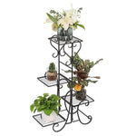 ZUN 4 Potted Square Flower Metal Shelves Plant Pot Stand Decoration for Indoor Outdoor Garden Black 34517195