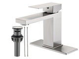 Bathroom Faucet Single Hole, Single Handle Stainless Steel Faucet for Bathroom Sink with Deckplate W1224P195900