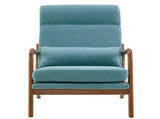 High Back Solid Wood Armrest Backrest Iron Frame Linen Indoor Leisure Chair Teal 72413799