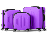 3-in-1 trolley case with 2 corners and diamond stripes - lavender 11690513