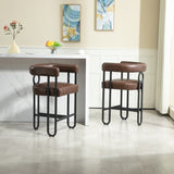 ZUN House Hold Bar Set of 1, Modern Bar Stool with Back, Black Metal Frames, Upholstered Bar W1588P207630