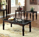 Traditional Espresso Solid wood 3pc Tables Set 1x Coffee Table and 2x End Tables Faux Marble Top B011P206780