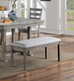 ZUN Gray Color Dining Bench Padded Seat 1pc Bench Kitchen Dining Room Wire-Brushed Finish B011P246318