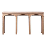 Rustic Archway Console Table 60"Long Entryway Table with Decorative Arched Legs, Natural Wood W2729P330225