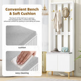 ON-TREND Modern Luxury 4-in-1 Hall Tree with Cushion, Versatile Coat Rack with 8 Gold Hooks and N721P192814K