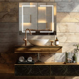 LED Bathroom Wall Cabinet, Double Door Bathroom Mirror Cabinet, white 80523625