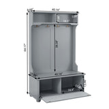 Classic Cosatal Style Hall Tree Entryway Bench with Open Shelves and Shoe Cabinets, SOLID WOOD Feet, W1758126923