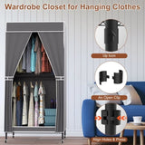 2 Tier Clothing Rack With Cover Portable Wardrobe Closet Covered Garment Rack with 4 Wheels 2 33352784