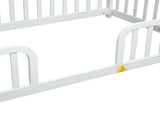 Twin Size Floor Fence Bed with Central Entrance,Pine Wood Floor bed with Guardrails,White W504P425956