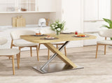 47.25 "-63" Dining Table, Original Wood Color, Seating 4-6 People, Retractable Table, Cross Metal W757P270705