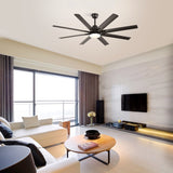 ZUN 66 Inch Modern Ceiling Fan With Dimmable Led Light 8 ABS Blades Smart Remote Control Reversible DC W882P146899