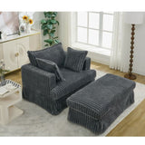 47.7'' Oversized Corduroy Chaise Longue with Ottoman, Deep Seat Reclining Chair Sofa, W1628P206064